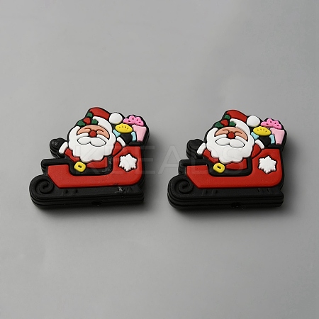Sleigh with Santa Claus Christmas Silicone Beads SIL-SZC0003-01-1