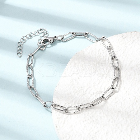 4MM 304 Stainless Steel Textured Paperclip Chain Bracelets for Man and Women SA-CBAB767-13P-1