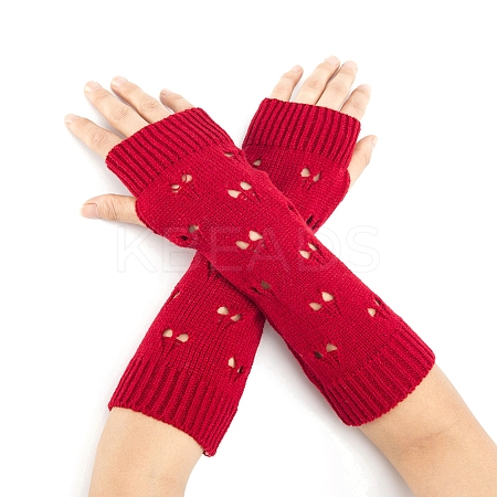 Warm Knitted Acrylic Fiber Heart Half Sleeve Gloves PW-WGC2DC6-01-1