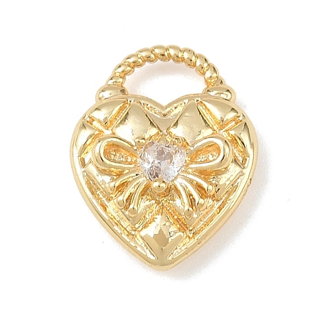 Brass Micro Pave Clear Cubic Zirconia Pendants KK-G545-14G-1