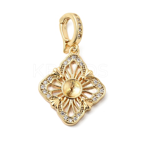 Brass Pave Clear Cubic Zirconia Pendants KK-G553-12G-1