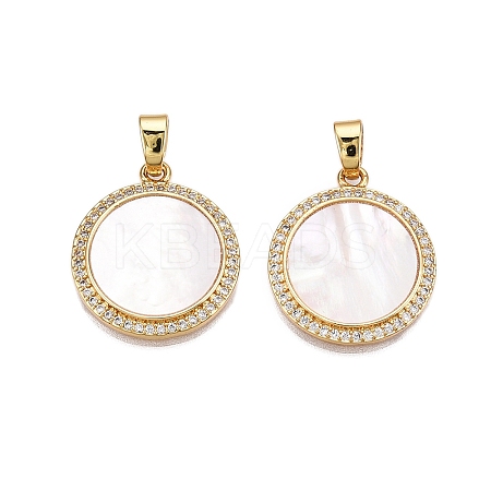 Brass Micro Pave Clear Cubic Zirconia Pendants KK-N254-191G-1