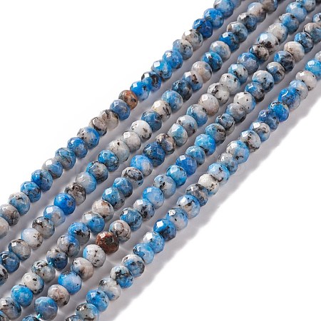 Dyed Natural Sesame Jasper/Kiwi Jasper Rondelle Beads Strands G-E316-A02-1