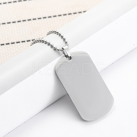 304 Stainless Steel Blank Military Dog Tag Pendant Necklaces JF4506-2-1