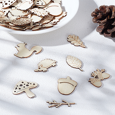4 Sets Autumn Theme Unfinished Wooden Slices for Painting Arts WOOD-LP0001-07-1