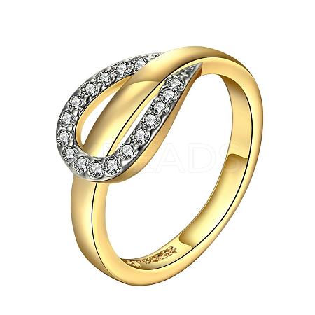 Classic Real 18K Gold Plated Tin Alloy Cubic Zirconia Rings for Women RJEW-BB09364-7G-1