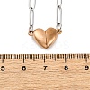 304 Stainless Steel Double-Sided Magnetic Heart Pendant Paperclip Chain Necklaces NJEW-U028-02RG-5