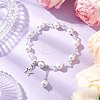 Shell Pearl & Glass Round Beaded Bracelets BJEW-JB11857-01-1