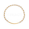Brass & Imitation Pearl Round Beads Stretch Bracelets QX7837-2-1