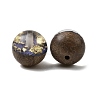 Walnut Wood with Resin Gold Foil Beads WOOD-G025-01D-1
