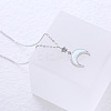 Stainless Steel Pave Natural White Shell Moon Pendant Necklaces for Women GV4177-3