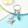 Alloy with Resin Imitation Synthetic Turquoise Keychain KEYC-YW00087-08-1