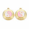 Rack Plating Light Gold Alloy Enamel Pendants ENAM-Q444-012A-RS-1