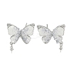 Brass with Enamel with Cubic Zirconia with Crystal Stud Earring with 925 Sterling Silver Pins KK-Q820-06P-1