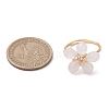 Golden Tone Copper Wire Wrapped Natural Rose Quartz Finger Rings RJEW-JR00981-3