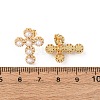 Cross Brass Micro Pave Clear Cubic Zirconia Stud Earrings EJEW-B153-01G-5