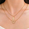 304 Stainless Steel Double Layered Sun Moon Pendant Necklaces NJEW-Z081-02G-1