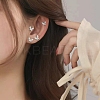 Clear Cubic Zirconia Butterfly Stud Earrings LS-EJEW-G351-01P-3