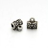 Tibetan Style Alloy Column Carved Flower Bail Beads TIBEB-O004-50-1