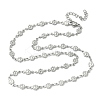 304 Stainless Steel Textured Flower Link Chain Necklaces NJEW-Z084-01P-4