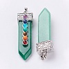 Natural Green Aventurine with Synthetic & Natural Mixed Stone Chakra Big Pendants G-E415-A10-2