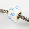 Large Hole Dog Paw Prints Pattern Resin European Beads OPDL-Q129-187A-2