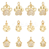 18Pcs 3 Styles Brass Micro Pave Cubic Zirconia Charms KK-WR0012-51-6