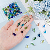 72Pcs 12 Colors Glass Pendants PALLOY-GA00011-3