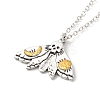 Enamel Skull Moth with Moon Pendant Necklace LS-NJEW-G056-09AS-1