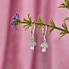 Clear Cubic Zirconia Mushroom Dangle Leverback Earrings EJEW-SW00011-25-4