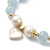 Natural Mixed Gemstone & Pearl Beaded Stretch Bracelet BJEW-JB09360-5