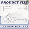 360Pcs 3 Styles 304 Stainless Steel Stud Earring Findings STAS-LP0002-14-2
