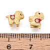 925 Sterling Silver Dark Red Enamel Beads STER-T008-63G-4