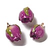 Preserved Rose with Golden Alloy Pendants LS-FIND-M010-01B-1