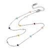304 Stainless Steel Enamel Rondelle Bead Cable Chain Necklaces for Women NJEW-G190-01P-5