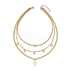 Brass & Stainless Steel Micro Pave Clear Cubic Zirconia Pendant Necklaces NJEW-JN04874-4