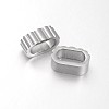 304 Stainless Steel Grooved Oval Slide Charms/Slider Beads STAS-UN0014-80P-1