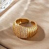 Elegant Fashionable Thread Design Brass Rhinestone Cuff Rings GP3744-2-1