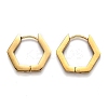 304 Stainless Steel Hexagon Huggie Hoop Earrings STAS-H156-03C-G-2