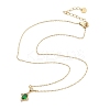 304 Stainless Steel Green Cubic Zirconia Pendant Necklaces for Women NJEW-C078-01E-G-4