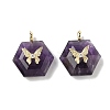 Natural Amethyst Faceted Pendants G-P585-01G-06-1