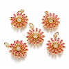 Brass Micro Pave Clear Cubic Zirconia Pendants ZIRC-B002-34G-2