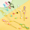 16Pcs 8 Colors Alloy & Plastic Bar Pendant Keychains FIND-SC0017-21-7