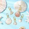 5Pcs Electroplate Shell Pendant Decorations HJEW-JM03084-1