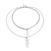 Non-Tarnish 304 Stainless Steel Double Layer Necklaces NJEW-M181-04P-1