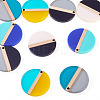 10Pcs 5 Colors Transparent & Opaque Resin & Wood Pendants RESI-TA0004-67-3