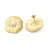 304 Stainless Steel Shell Pearl Flower Stud Earrings for Women EJEW-U020-21G-1