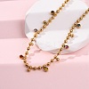 304 Stainless Steel Ball Chain Colorful Cubic Zirconia Flat Round Tassel Necklaces for Women NJEW-L157-10G-3