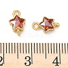 Brass Pave Cubic Zirconia Star Connector Charms KK-P348-08G-06-3