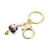 Fortune Cat Porcelain Pendant Keychain KEYC-G064-03C-2